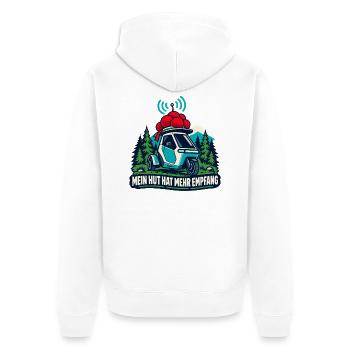 Mein Hut Hat Mehr Empfang Auto - Unisex Premium Bio Zip Hoodie - Weiß - Hinten - Thijin (182cm)