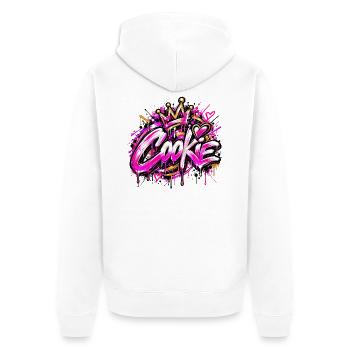 COOKIE – Queen of Street Art! 👑💖 - Unisex Premium Bio Zip Hoodie - Weiß - Hinten - Thijin (182cm)