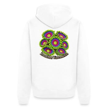 Zoanthus-Wassermelone - Unisex Premium Bio Zip Hoodie - Weiß - Hinten - Thijin (182cm)