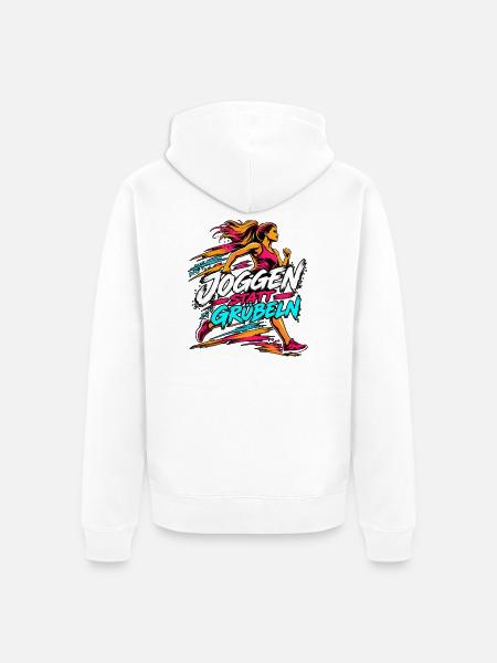 Joggen statt Grübeln – Läuferin - Unisex Premium Bio Zip Hoodie - Weiß