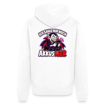 Halloween-Vampir – Ich sauge nur noch, Akkus leer - Unisex Premium Bio Zip Hoodie - Weiß - Hinten - Thijin (182cm)