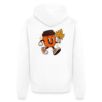 Becher-Kürbis - Unisex Premium Bio Zip Hoodie - Weiß - Hinten - Thijin (182cm)