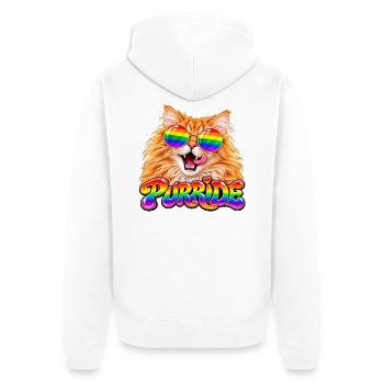 Regenbogen Pride Katze - Unisex Premium Bio Zip Hoodie - Weiß - Hinten - Thijin (182cm)