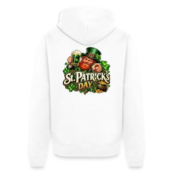 St Patrick Day Leprechaun Feier - Unisex Premium Bio Zip Hoodie - Weiß - Hinten - Thijin (182cm)