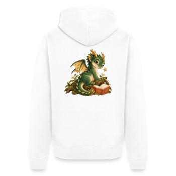 Märchendrache und verzaubertes Buch - Unisex Premium Bio Zip Hoodie - Weiß - Hinten - Thijin (182cm)