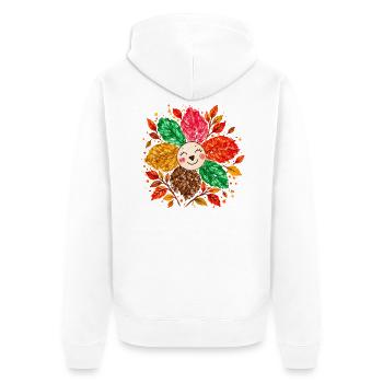 Fröhliche Herbstblume – Bunte Blattblütenblätter - Unisex Premium Bio Zip Hoodie - Weiß - Hinten - Thijin (182cm)