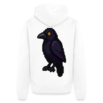 Dunkler Rabe im Purpurlicht - Unisex Premium Bio Zip Hoodie - Weiß - Hinten - Thijin (182cm)