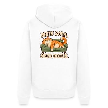 Mein Sofa, meine Regeln - Lustige Katze - Unisex Premium Bio Zip Hoodie - Weiß - Hinten - Thijin (182cm)