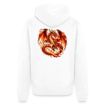 Inferno-Feuerdrache - Unisex Premium Bio Zip Hoodie - Weiß - Hinten - Thijin (182cm)