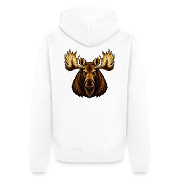 Der Elchbulle - Unisex Premium Bio Zip Hoodie - Weiß - Hinten - Thijin (182cm)