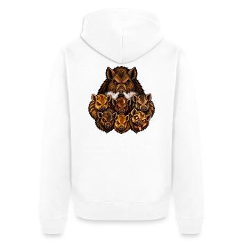 Säen und Ferkel - Unisex Premium Bio Zip Hoodie - Weiß - Hinten - Thijin (182cm)