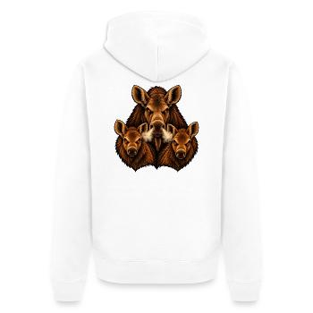 Elch, Kuh und Kälber - Unisex Premium Bio Zip Hoodie - Weiß - Hinten - Thijin (182cm)
