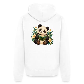 Panda-Leser unter Blumen - Unisex Premium Bio Zip Hoodie - Weiß - Hinten - Thijin (182cm)