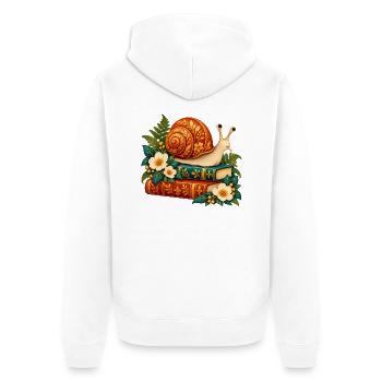 Goldene Schnecke auf verzierten Büchern - Unisex Premium Bio Zip Hoodie - Weiß - Hinten - Thijin (182cm)