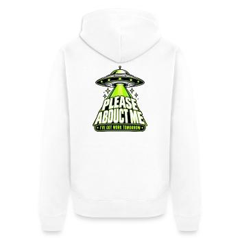 Neon-UFO-Entführungs-Meme - Unisex Premium Bio Zip Hoodie - Weiß - Hinten - Thijin (182cm)