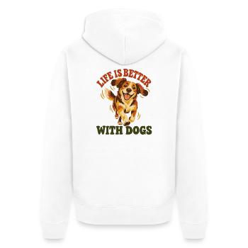 Das Leben ist besser mit Hunden – Happy Dog Retro Art - Unisex Premium Bio Zip Hoodie - Weiß - Hinten - Thijin (182cm)
