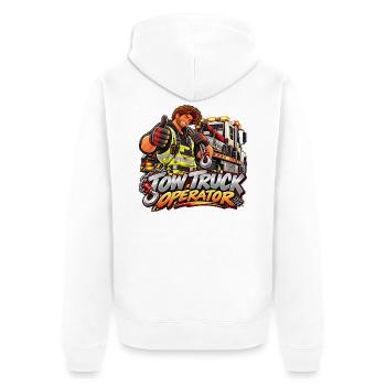 Cartoon-Schleppfahrer - Unisex Premium Bio Zip Hoodie - Weiß - Hinten - Thijin (182cm)