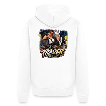 Free Trader: Finanzielle Gewinne und Lachen - Unisex Premium Bio Zip Hoodie - Weiß - Hinten - Thijin (182cm)