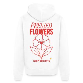 Blumen pressen – Pressed Flowers Keep Receipts - Unisex Premium Bio Zip Hoodie - Weiß - Hinten - Thijin (182cm)