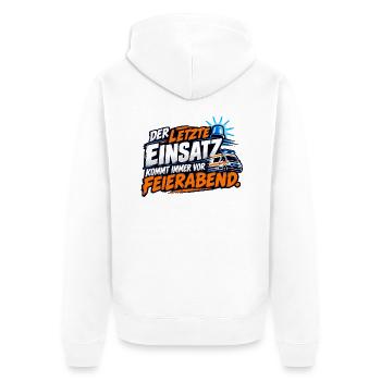 Letzter Einsatz Feierabend - Unisex Premium Bio Zip Hoodie - Weiß - Hinten - Thijin (182cm)