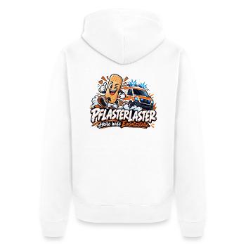 Pflasterhelden Einsatzstelle - Unisex Premium Bio Zip Hoodie - Weiß - Hinten - Thijin (182cm)