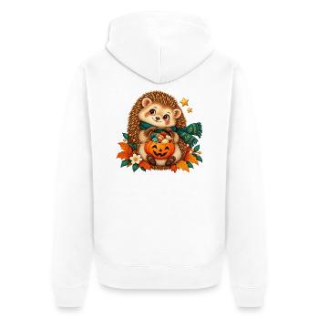 Igel-Herbst-Kürbis Halloween - Unisex Premium Bio Zip Hoodie - Weiß - Hinten - Thijin (182cm)