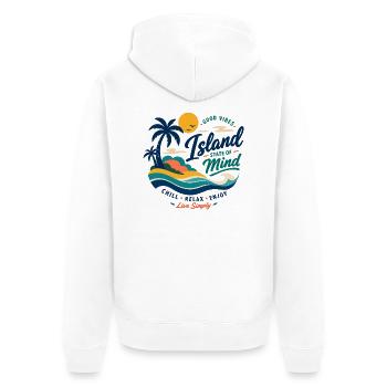 Island Mind – Gute Vibes Insel - Unisex Premium Bio Zip Hoodie - Weiß - Hinten - Thijin (182cm)