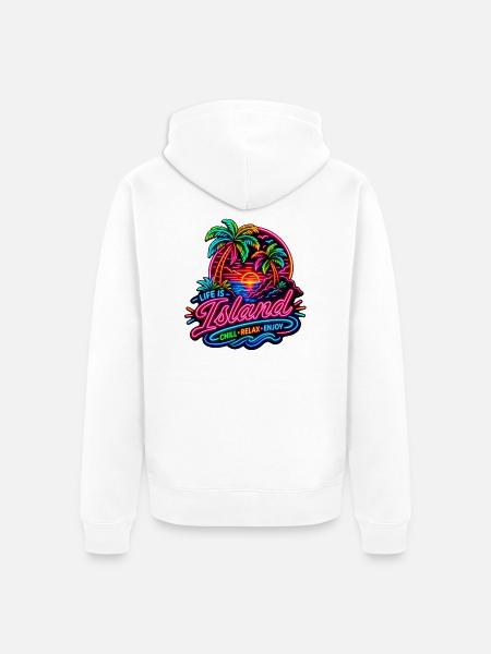 Neon Insel Sunset Relax - Unisex Premium Bio Zip Hoodie - Weiß
