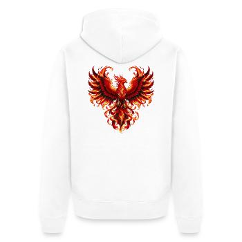 Karmesinrote Phönixflügel - Unisex Premium Bio Zip Hoodie - Weiß - Hinten - Thijin (182cm)