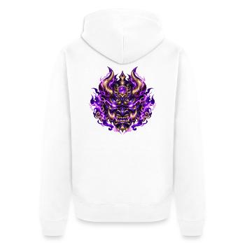 Donner-Oni-Siegel - Unisex Premium Bio Zip Hoodie - Weiß - Hinten - Thijin (182cm)