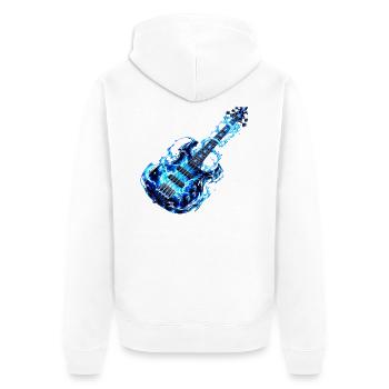 Frostfeuer-Basspuls - Unisex Premium Bio Zip Hoodie - Weiß - Hinten - Thijin (182cm)