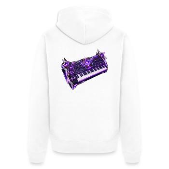Cosmic Core Synth - Unisex Premium Bio Zip Hoodie - Weiß - Hinten - Thijin (182cm)