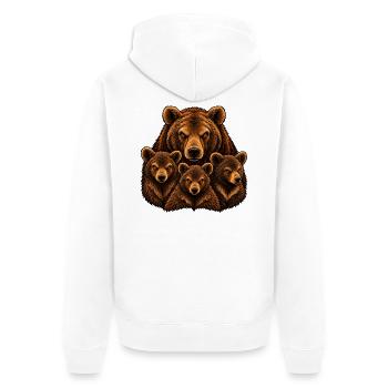 Weibliche Bären und Bärenjungen - Unisex Premium Bio Zip Hoodie - Weiß - Hinten - Thijin (182cm)