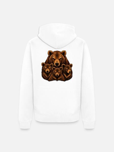 Weibliche Bären und Bärenjungen - Unisex Premium Bio Zip Hoodie - Weiß