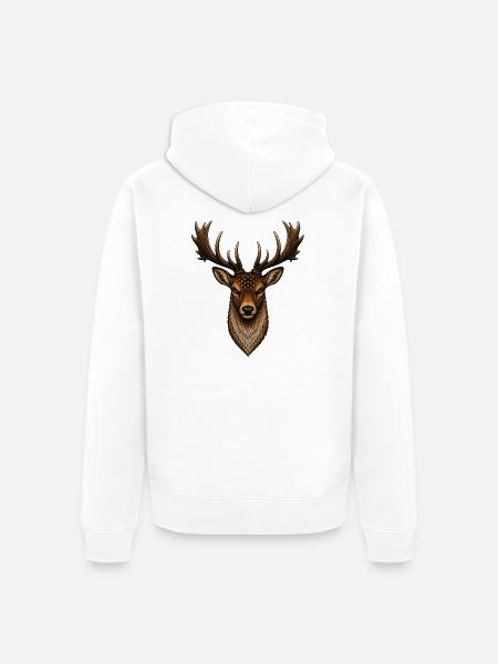 Damhirsch - Unisex Premium Bio Zip Hoodie - Weiß