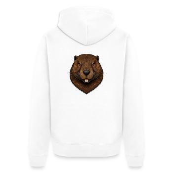 Der Biber - Unisex Premium Bio Zip Hoodie - Weiß - Hinten - Thijin (182cm)