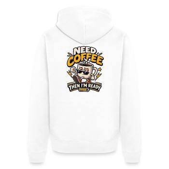 Kaffee Energie - Unisex Premium Bio Zip Hoodie - Weiß - Hinten - Thijin (182cm)