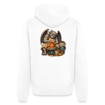 Gargoyle töpfert an der Drehscheibe - Unisex Premium Bio Zip Hoodie - Weiß - Hinten - Thijin (182cm)