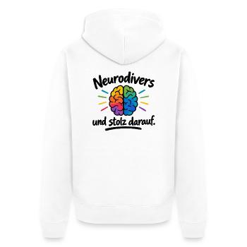 Neurodiversität strahlt bunt - Unisex Premium Bio Zip Hoodie - Weiß - Hinten - Thijin (182cm)