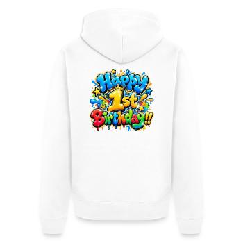 Herzlichen Glückwunsch zum ersten Geburtstag Graffiti: Little Street Legend! - Unisex Premium Bio Zip Hoodie - Weiß - Hinten - Thijin (182cm)
