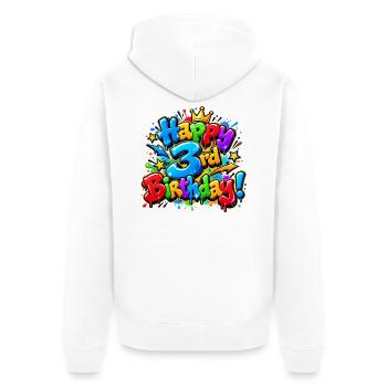 Herzlichen Glückwunsch zum 3. Geburtstag Graffiti: Three-mendous Party! - Unisex Premium Bio Zip Hoodie - Weiß - Hinten - Thijin (182cm)
