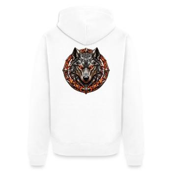 Molten Steel Wolf - Unisex Premium Bio Zip Hoodie - Weiß - Hinten - Thijin (182cm)