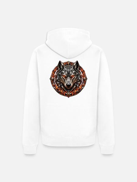 Molten Steel Wolf - Unisex Premium Bio Zip Hoodie - Weiß