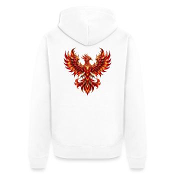 Rubin-Feuer-Phönix - Unisex Premium Bio Zip Hoodie - Weiß - Hinten - Thijin (182cm)
