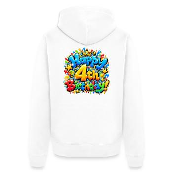 Herzlichen Glückwunsch zum 4. Geburtstag Graffiti: Großartige Straßenparty! - Unisex Premium Bio Zip Hoodie - Weiß - Hinten - Thijin (182cm)