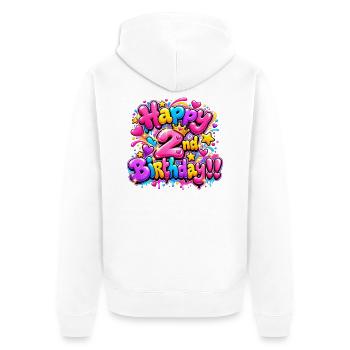 Herzlichen Glückwunsch zum zweiten Geburtstag Graffiti: Pink Sparkle Party! - Unisex Premium Bio Zip Hoodie - Weiß - Hinten - Thijin (182cm)