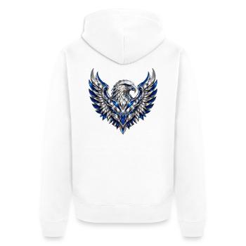 Silver Storm Eagle - Unisex Premium Bio Zip Hoodie - Weiß - Hinten - Thijin (182cm)