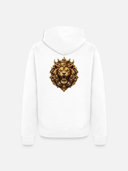 Königlicher goldener Löwe - Unisex Premium Bio Zip Hoodie - Weiß