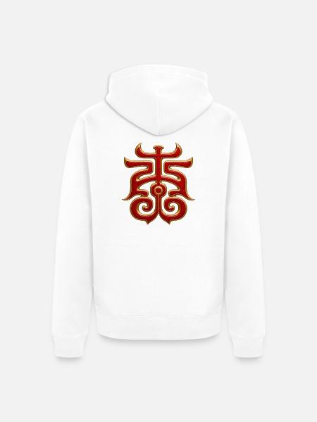 Karmesinrotes Kaiserliches Glyph - Unisex Premium Bio Zip Hoodie - Weiß