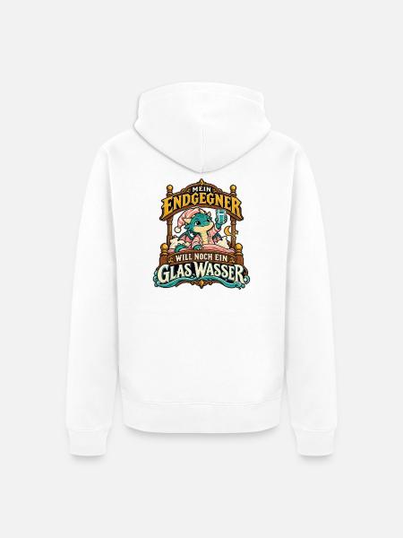 Endgegner Schlafdrache Glas Wasser - Unisex Premium Bio Zip Hoodie - Weiß